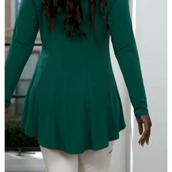 Susan Graver Womens 3X Liquid Knit Open Front Cardigan Green Long Sleeve NWT - Picture 3 of 7